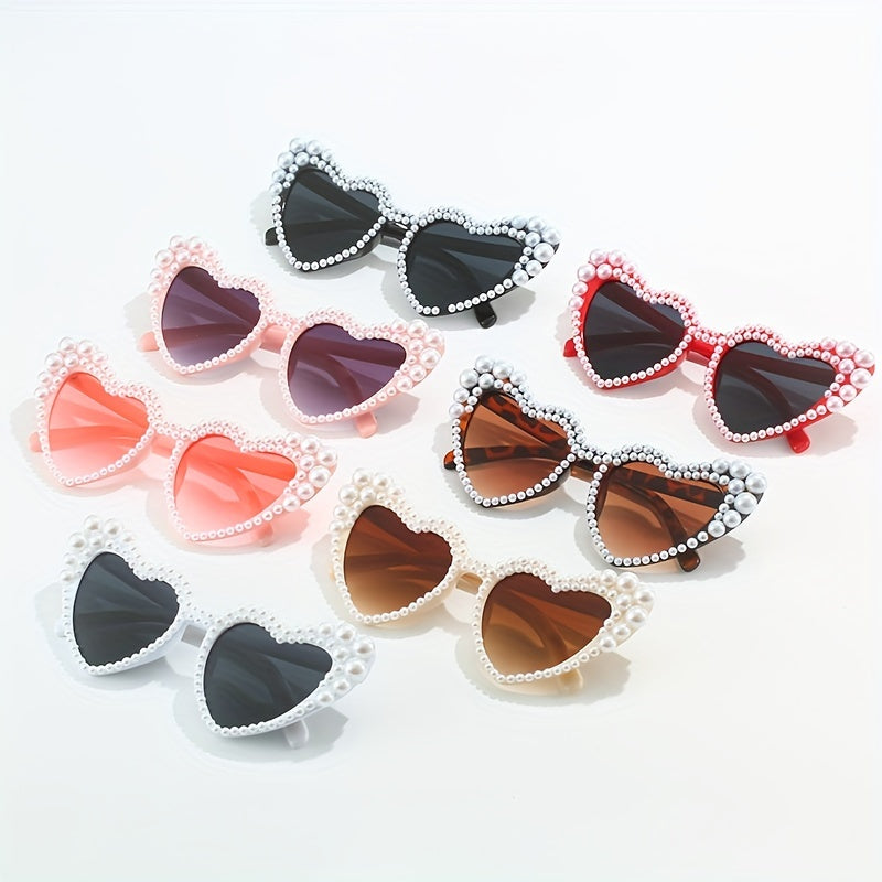 Heart Sunglasses Faux Pearl Party Decorative Sun Shades UV400