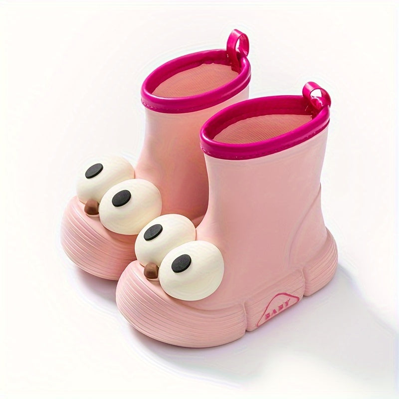 JIAGEYA Boy's Slip On Rain Boots Funny Pattern Waterproof Shoes For Kids