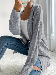  Solid Open Front Cardigan