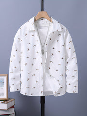 Boys Birds Full Print Long Sleeve Button Down Tops