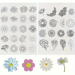 50pcs Stick And Stitch Embroidery Paper Pre Printed Flowers Pattern