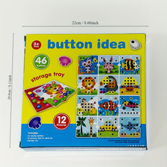 Creative Button Art Craft Kit for Kids - Fun Mosaic Pegboard Toy Set