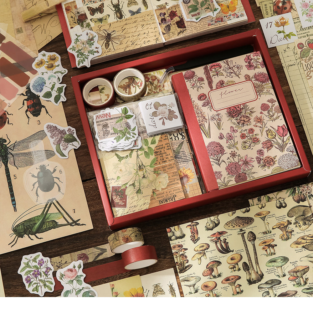 Vintage Flowers Scrapbooking Supplies Kit