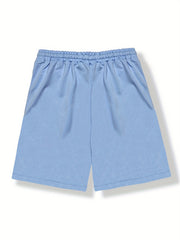 Men's Solid Color Comfy Shorts with Elastic Waist