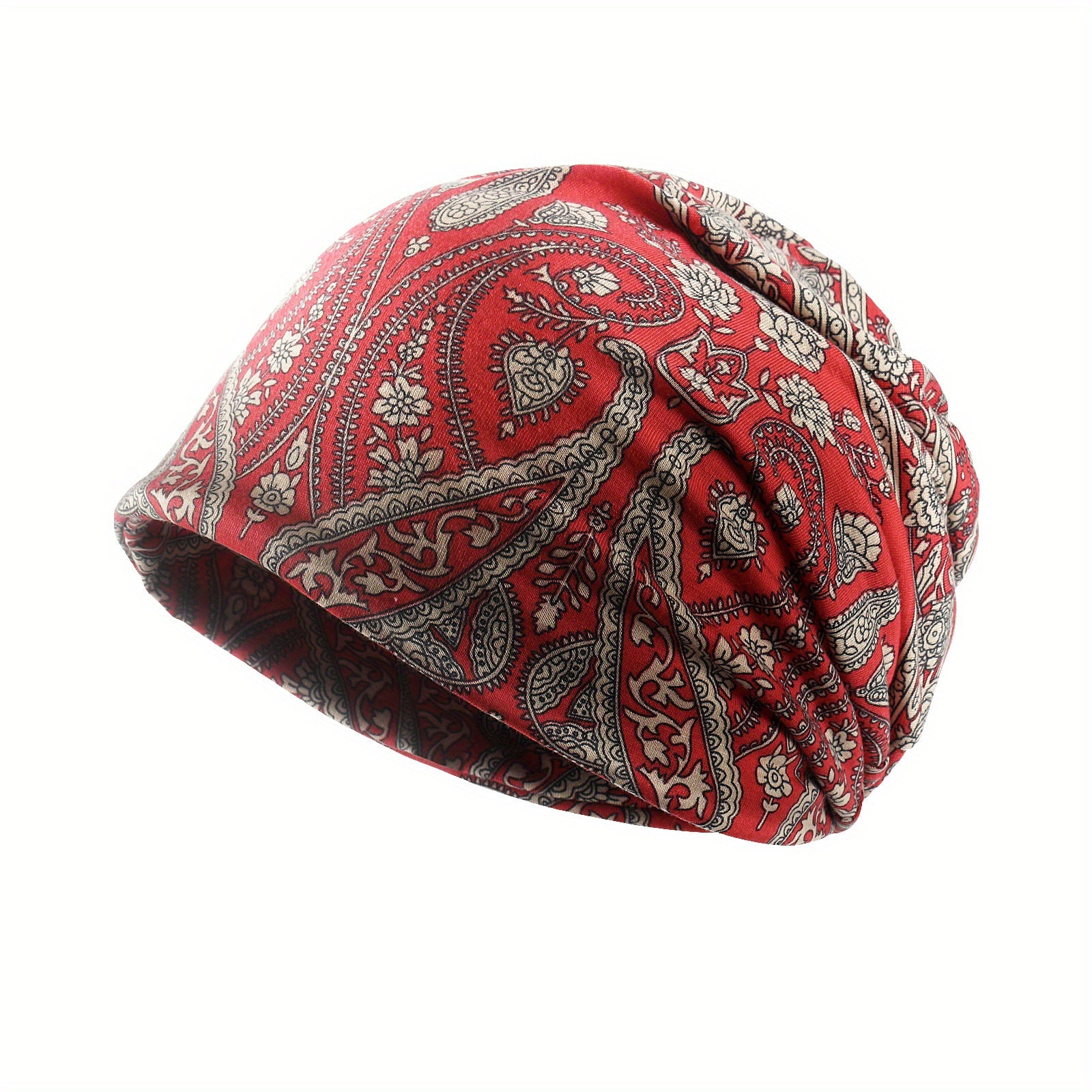 Boho Print Beanie Lightweight Elastic Skull Cap Women's Baggy Slouchy Chemo Cap