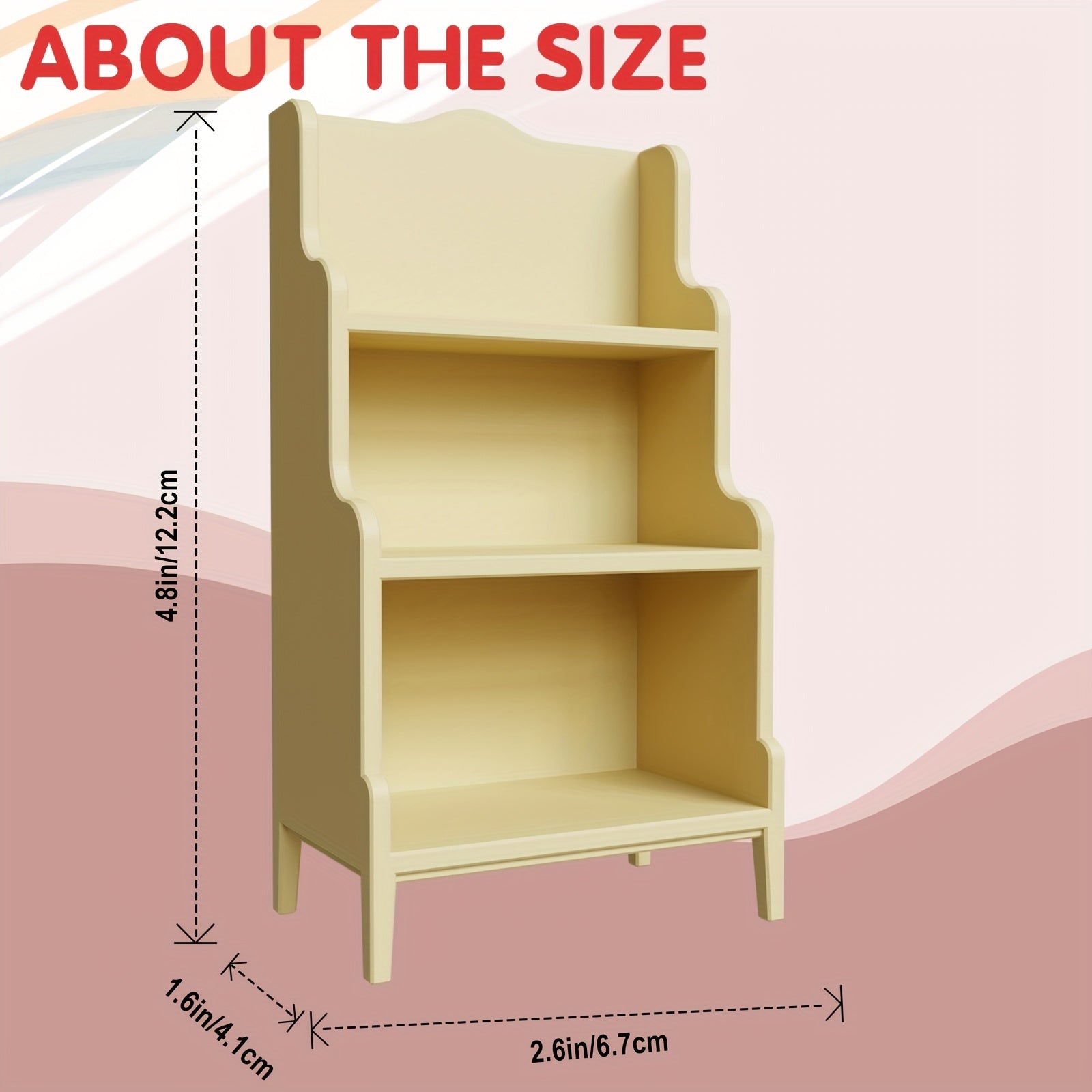 3 Tier Bookshelf Dollhouse Bookcase 1 12 Scale & Khaki Plastic Shelf