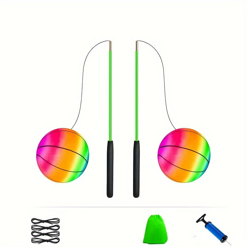Inflatable Yoga Rainbow Balls With Handle for Body Building
