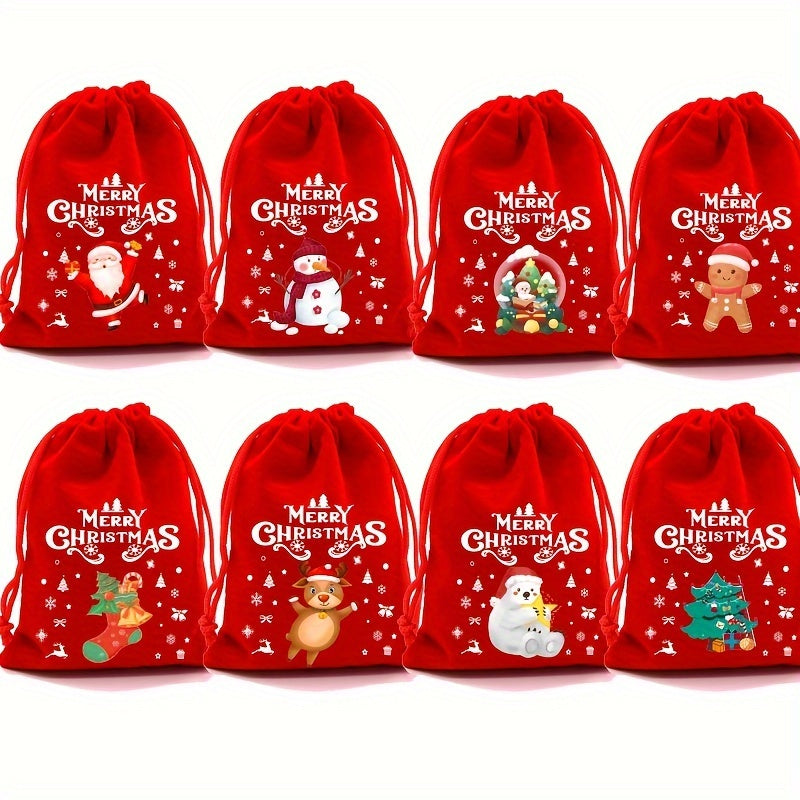 3pcs Christmas Drawstring Bags Christmas Gift Bags Random