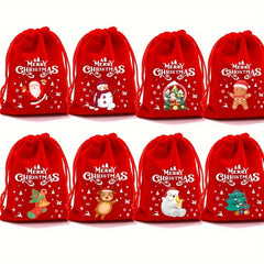 3pcs Christmas Drawstring Bags Christmas Gift Bags Random