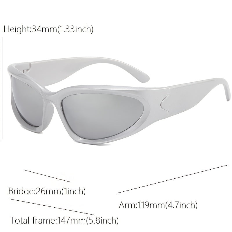 Y2K Wrap Around Sunglasses Women Futuristic Sports Oval Stylish
