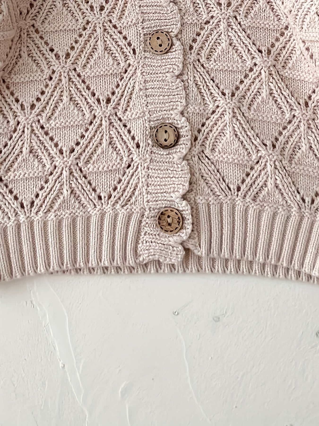 Infant Girls Cardigan Sweater Round Neck Button Knit & Cutout Blouse