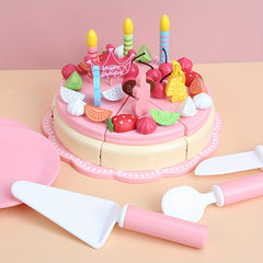 48pcs Wooden Kids Birthday Cake Toys Home Play Set Boy Girl Gift