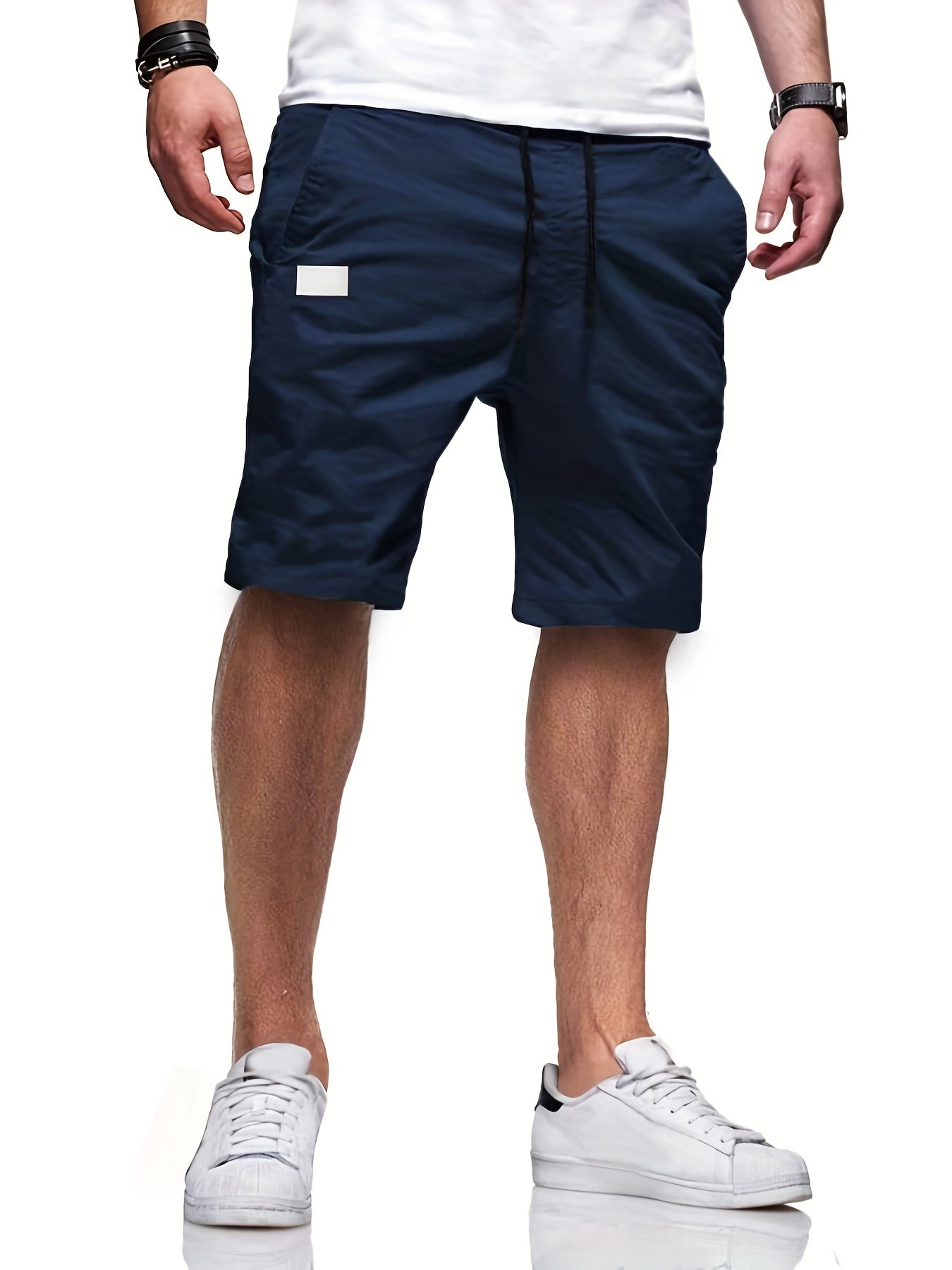 Men's Cargo Short Pants Drawstring Solid Loose Work Shorts