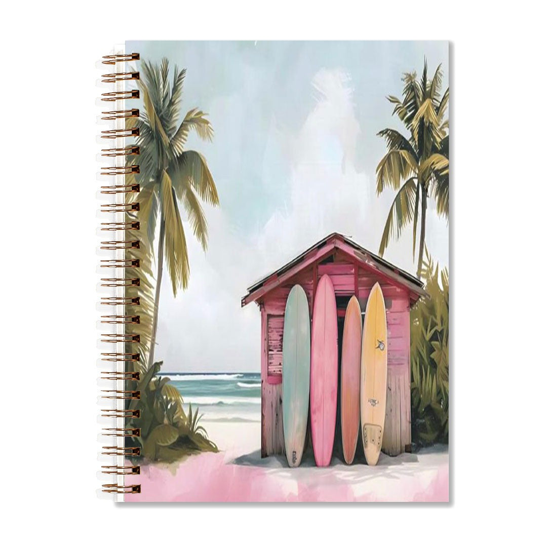 Surfboard Hardcover Spiral Notebook for Notes Writing & School Office Supplies