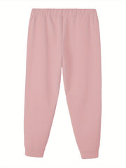  Letter & Heart Print Crew Neck Fleece Top & Joggers Outfit
