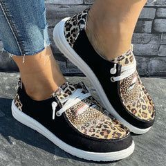 Leopard Pattern Flat Shoes Women's Slip On Casual Shoes