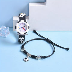 Boys Creative Football Silicone Watch Set