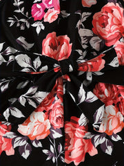 Girls' Leaf Print Halter Romper With Belt