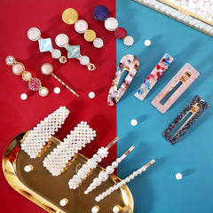 Faux Pearl Acrylic Aci Hair Clip Set for Women