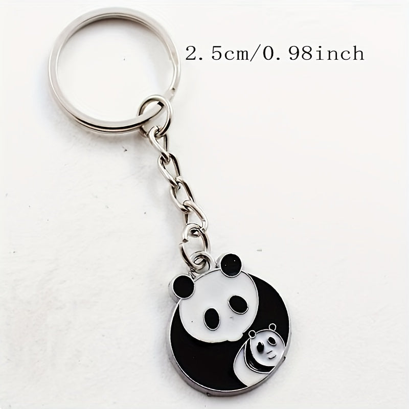 Cartoon Panda Enamel Keychain Animal Key Ring Purse Bag Backpack Car Charm