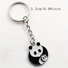 Cartoon Panda Enamel Keychain Animal Key Ring Purse Bag Backpack Car Charm