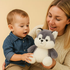 Weighted Husky Plush Toy with Beads Soft Stuffed Dog for All Ages