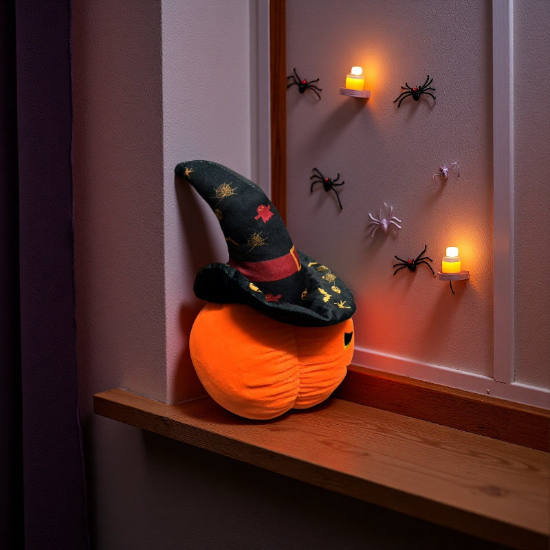 Halloween Witch Pumpkin Plush Doll Soft Stuffed Toy with Hat