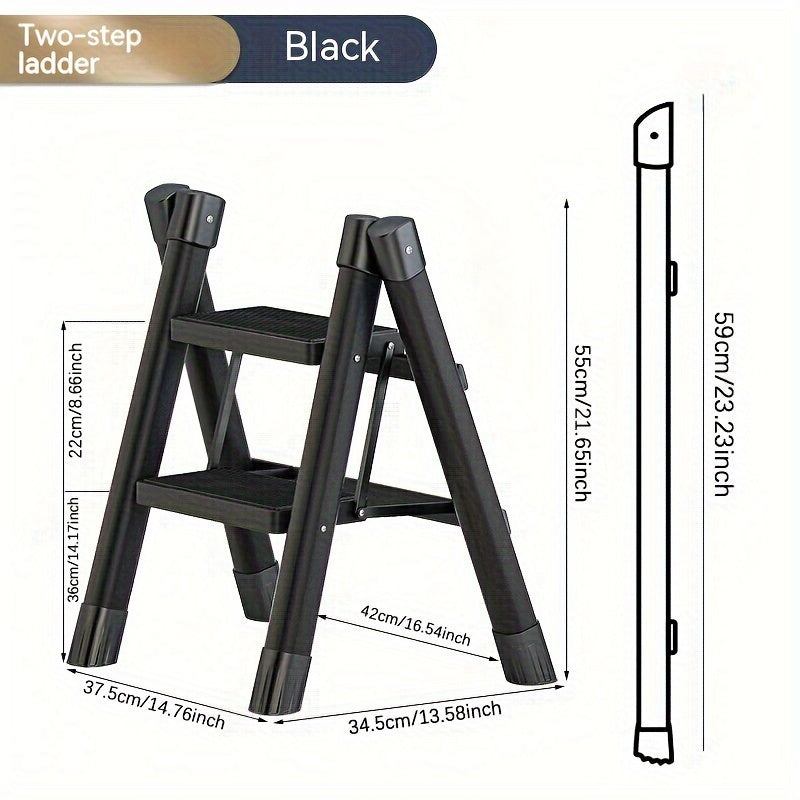 1pc Folding Telescopic Lightweight Two-step Ladder
