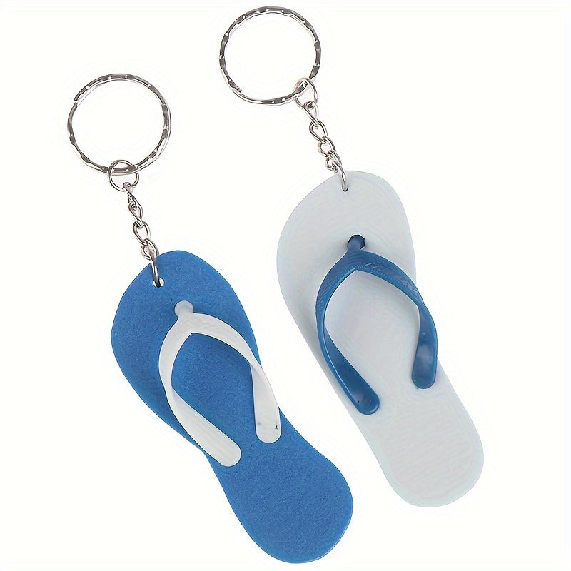 2pcs Cartoon Slippers Keychain Foam Flip Flops Key Ring Pendant