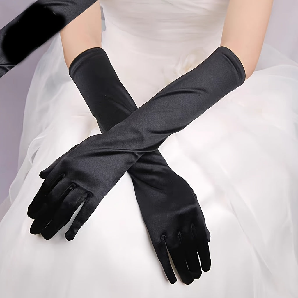 Baroque Style Wedding Gloves Long Mid Length Bridal Performance Gloves Red
