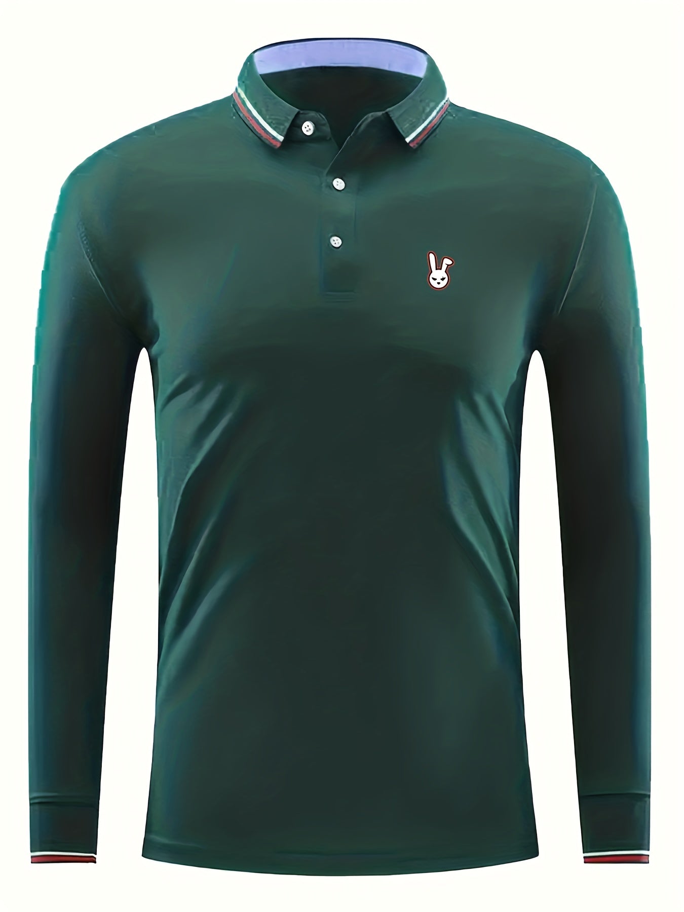 Men's Vintage Rabbit Polo Shirt Casual Lapel Button Up Polo Shirt