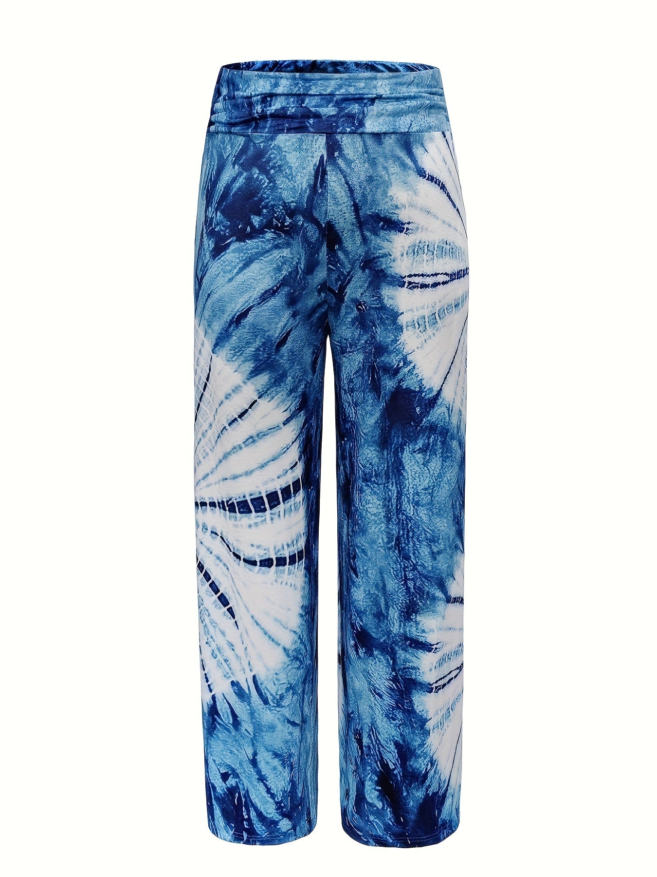  Boho Pants Women's Tie Dye Ruched Elastic High Rise Wide Leg Trousers