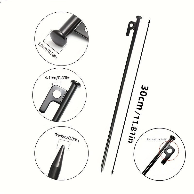 4pcs Steel Tent Nails Heavy Duty Awning Stakes - Outdoor Hiking Gardening Canopy