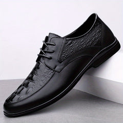 Men's Crocodile Embossed Derby Shoes Business Wear Resistant