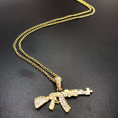 Alloy Punk Hip Hop Necklace Submachine Gun Pendant Necklace