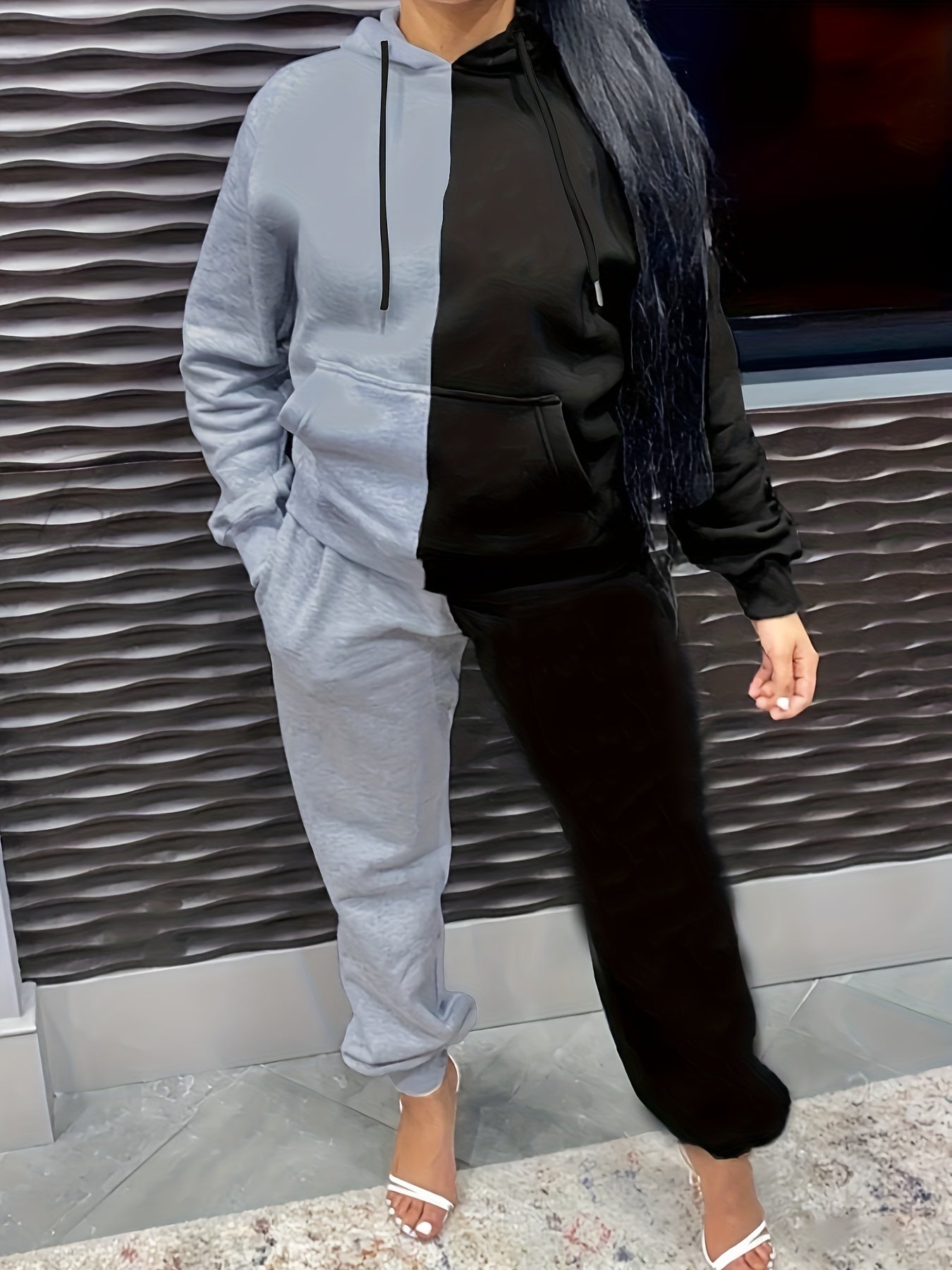  Colorblk Hoodie & Joggers 2Pc Set
