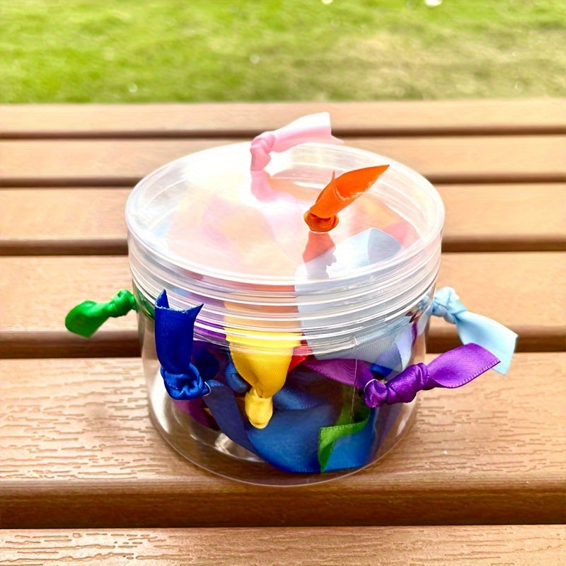 Drawstring Sensory Toys Rainbow Ribbon With Bell Fidget Toy Party Favors
