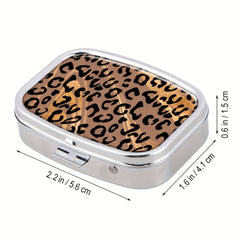 Leopard Print Pill Case 2 Compartment Medicine Organizer Portable Vitamin Box