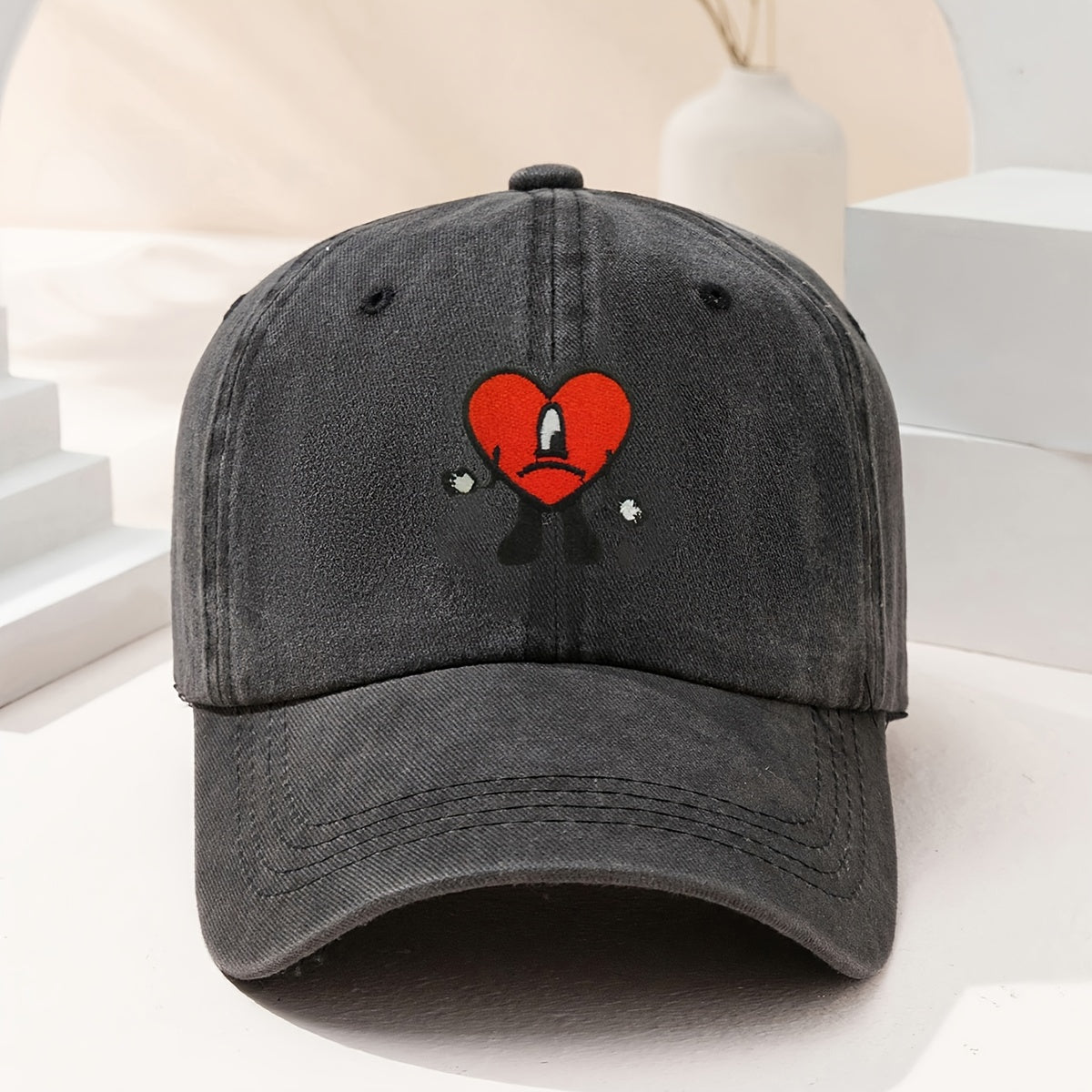 Heart Little Man Bad Rabbit Baseball Cap Candy Distressed Cartoon Sports Hat