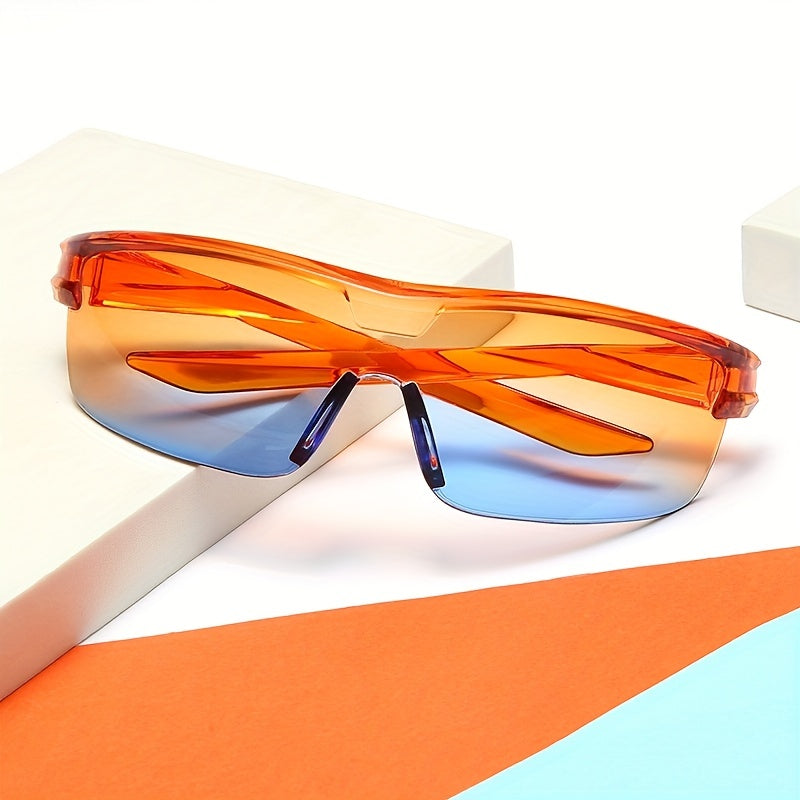 Cyber Y2k Shield Sunglasses Women Rimless Oversized Shades Gradient Lens