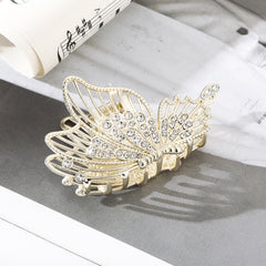 Butterfly Hair Claw Clip Rhinestone Faux Pearl Non Slip Grip