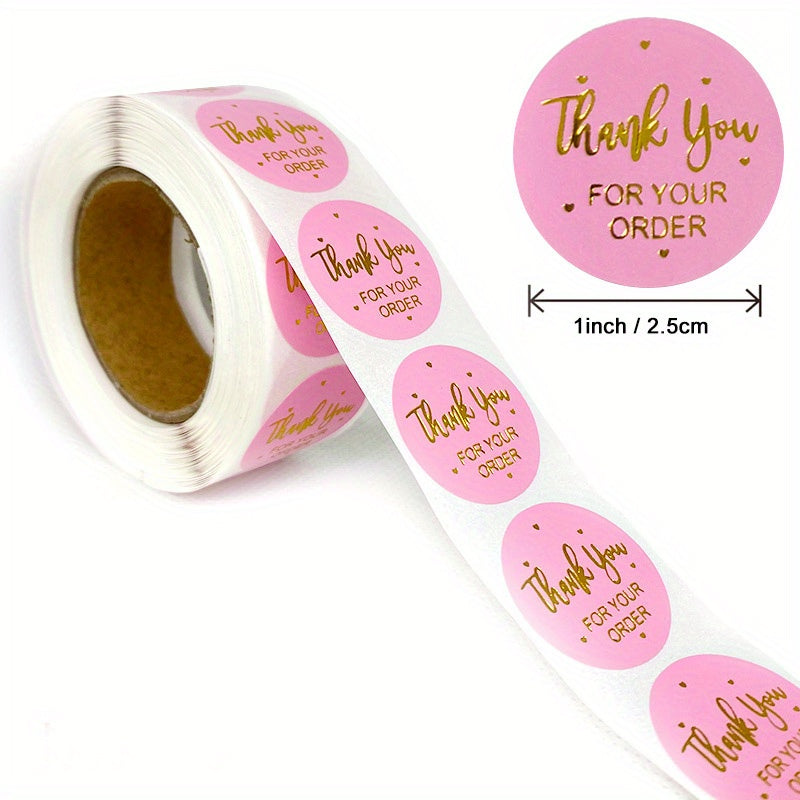500 Bronzing Pink Thank You Stickers - Wedding Envelope Decor