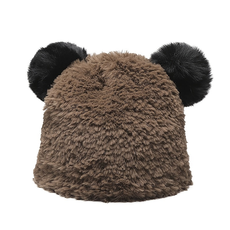 Bear Knitted Hat Women's Warm Hat Woolen Hat Embroidery Hip hop Cap