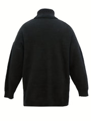  Turtle Neck Split Sleeve Sweater