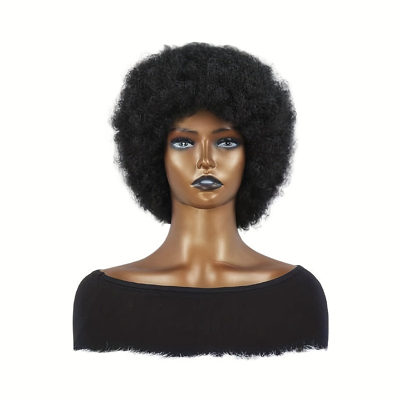 Short Afro Curly Synthetic Hair Wigs Fluffy Hair Replacement Wigs