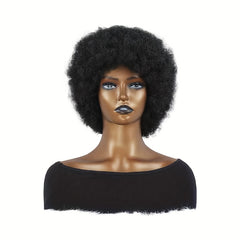 Short Afro Curly Synthetic Hair Wigs Fluffy Hair Replacement Wigs