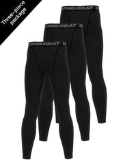 Men's Solid Compression Leggings for Running Training