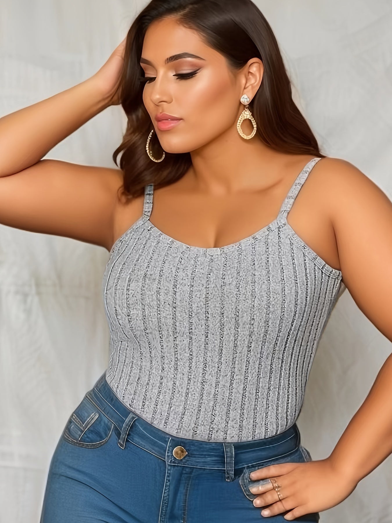 Solid Ribbed Scoop Neck Cami Top