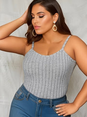  Solid Ribbed Scoop Neck Cami Top