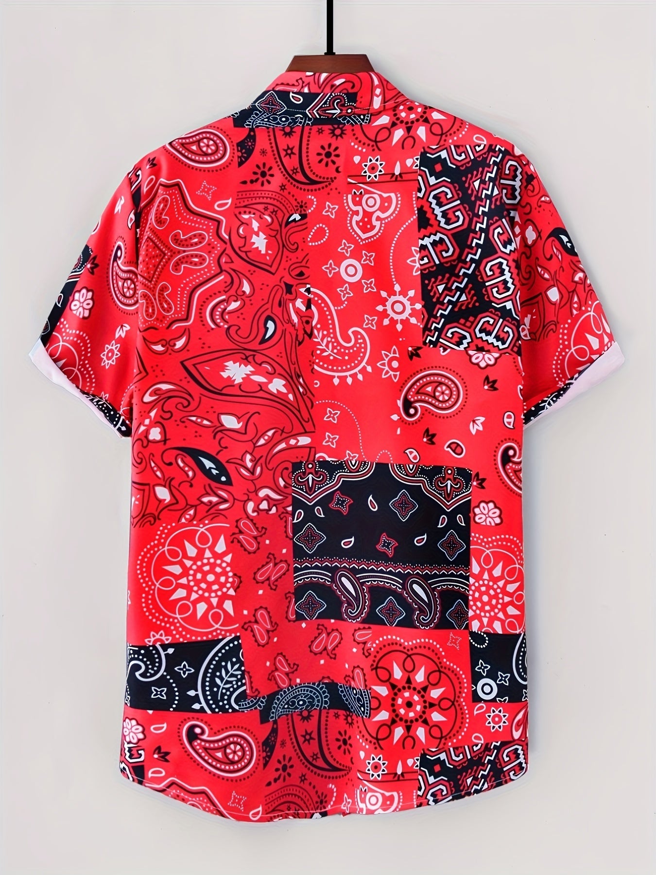 Men's Paisley Shirt Casual Lapel Button Up for Summer